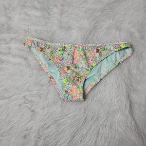 Victoria's Secret Floral Ruffled Bikini Bottom Bathing suit Swimsuit Large